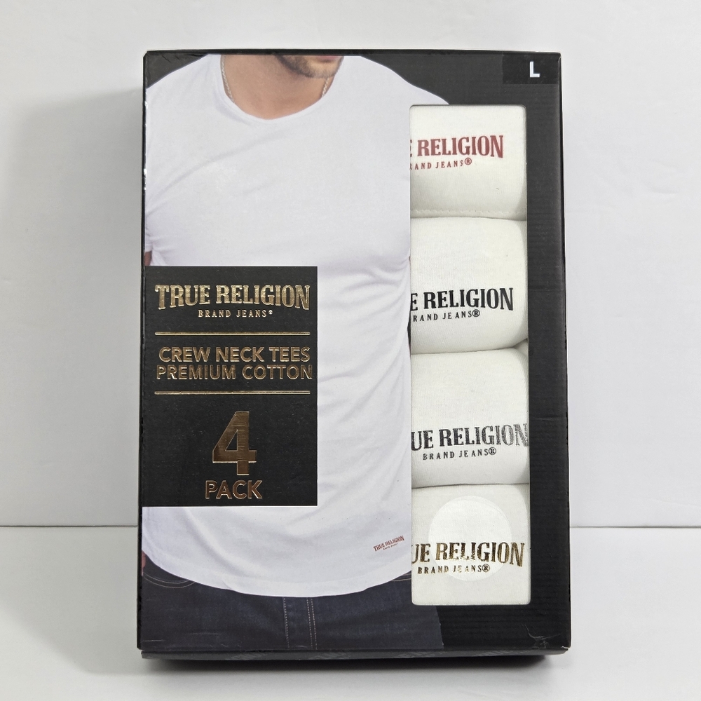 True Religion Premium Cotton Tees 4-Pack Size L